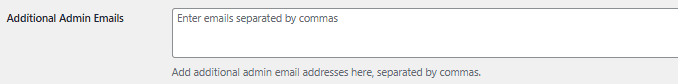 Multi Admin Emails in Wordpress Additional admin emails input field in WordPress admin area for entering multiple email addresses.