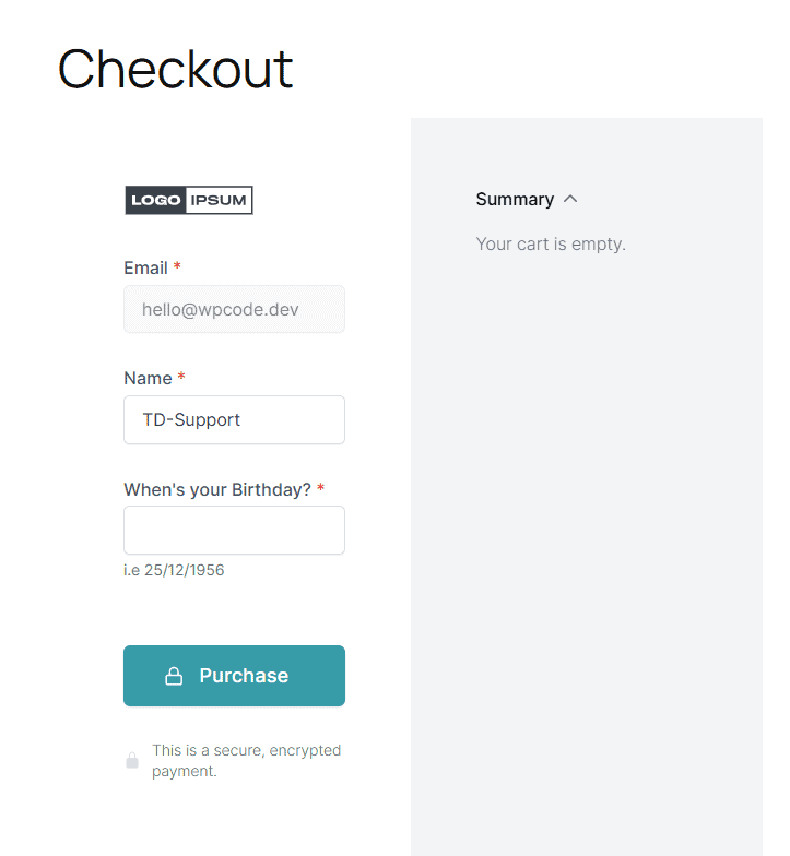 SureCart - Custom Field DOB WorkFlow surecart dob checkout image