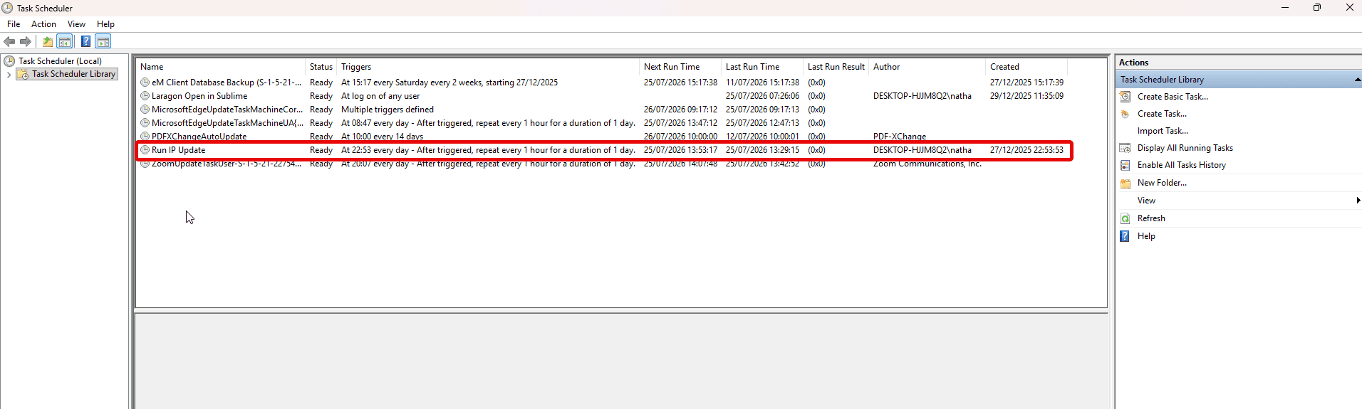 Devkit - Autologin Workflow Windows Task Scheduler running the task.